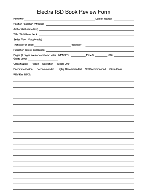 Book Review Form - ELECTRA ISD