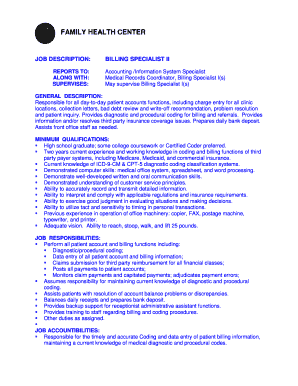 Billing Specialist II Job Description