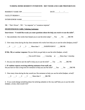 Nursing Home Resident Interview Form