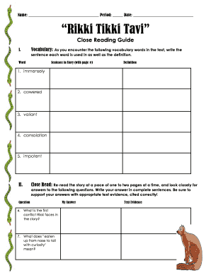 Rikki Tikki Tavi Close Reading Guide