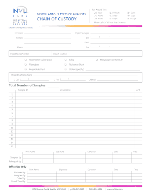 Laboratory Analysis Request Form