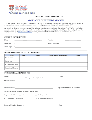 Thesis Advisory Committee Form