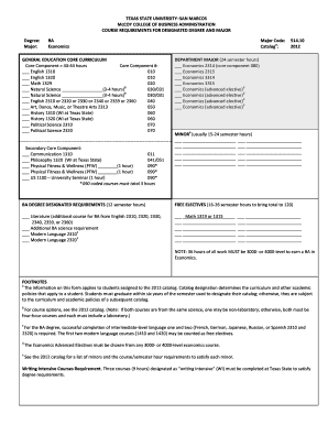Texas State University Economics BA Degree Requirements