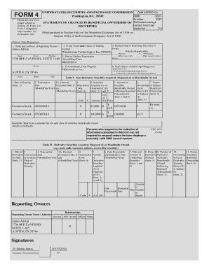 SEC Form 4 Statement of Changes in Beneficial Ownership