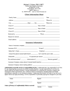 Client Information Sheet
