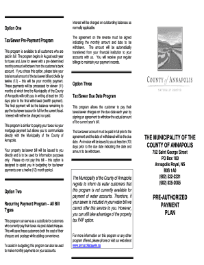 Tax Sewer Pre-Payment Program Agreement