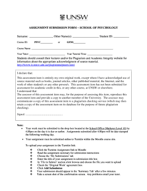 Assignment Submission Form - School of Psychology