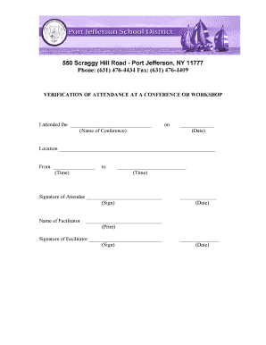 Verification of Attendance at a Conference or Workshop