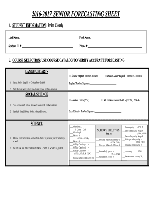 Senior Course Forecasting Sheet
