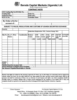 Baroda Capital Markets Contract Note