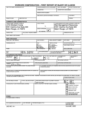Workers Compensation First Report of Injury or Illness