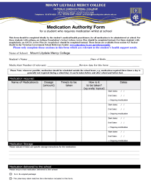 Medication Authority Form