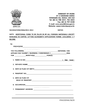 India Visa Application Form
