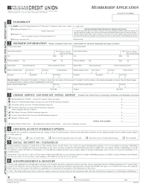 Printing Industries Credit Union Membership Application