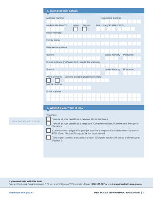 Police Superannuation Scheme Retirement Benefit Application