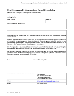 Einwilligung zum Direktversand des Kartenführerscheins
