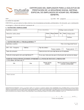 CERTIFICADO DEL EMPLEADOR PARA LA SOLICITUD DE PRESTACIÓN DE LA SEGURIDAD SOCIAL