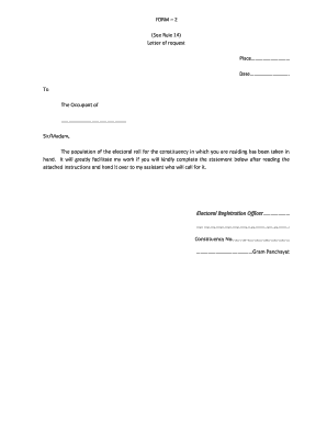 Electoral Registration Request Form