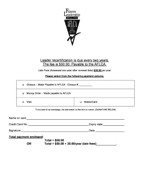 AFLCA Leader Recertification Payment Form