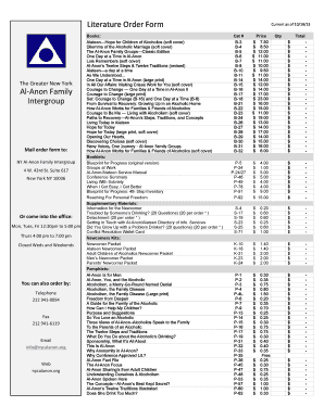 Al-Anon Literature Order Form