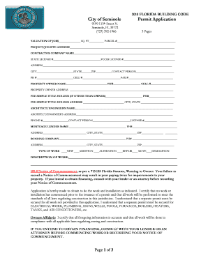 Florida Building Permit Application