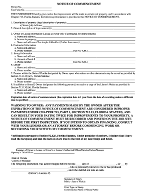 Florida Notice of Commencement
