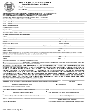 Florida Notice of Commencement