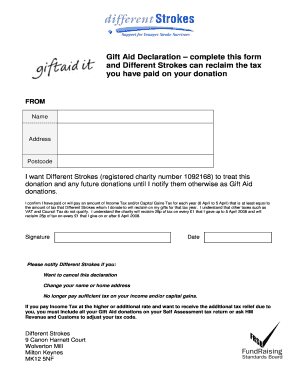 Gift Aid Declaration Form