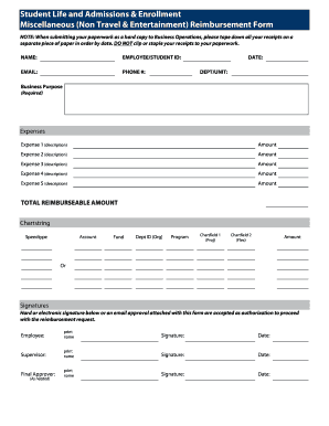 Miscellaneous Reimbursement Form