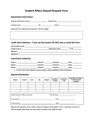 Student Affairs Deposit Request Form