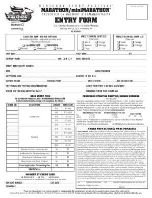 Kentucky Derby Festival Marathon Entry Form