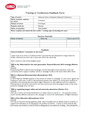 Training or Conference Feedback Form