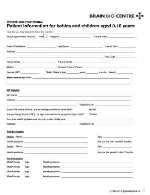 Child Health Information Form