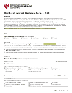 Conflict of Interest Disclosure Form