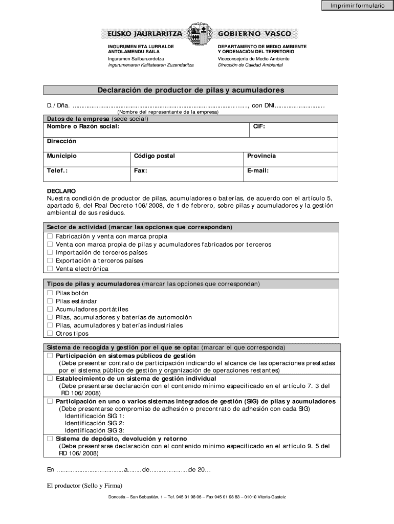 Declaracin de productor de pilas y acumuladores Vista previa en la página 1