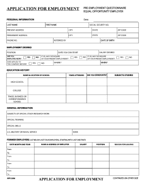 Employment Application Form