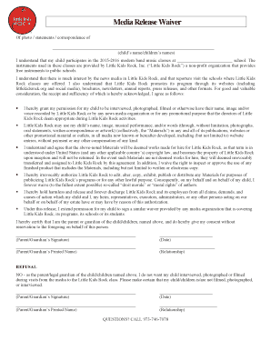 Media Release Waiver for Little Kids Rock