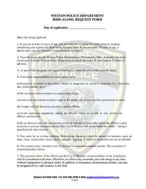 Glucometer qc log sheet - WESTON POLICE DEPARTMENT RIDE-ALONG REQUEST FORM - westonmo