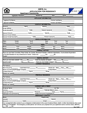 Apartment Residency Application