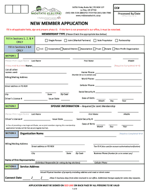 Midstate Electric Cooperative New Member Application