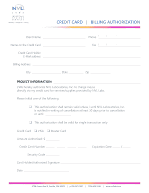 Credit Card Billing Authorization