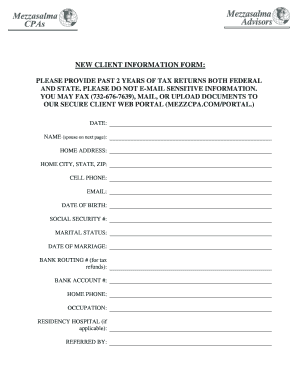 New Client Information Form