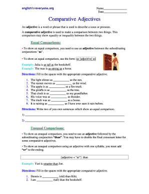 Comparative Adjectives Worksheet