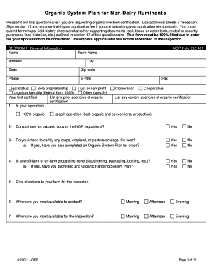 Organic Livestock Certification Application