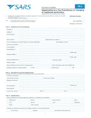 South African Tax Practitioner Registration Form