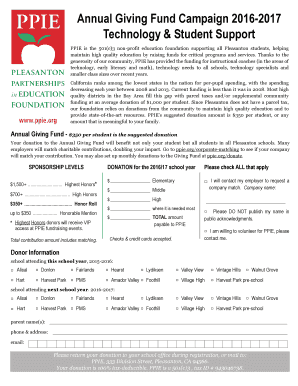 PPIE Annual Giving Fund Donation Form 2016-2017