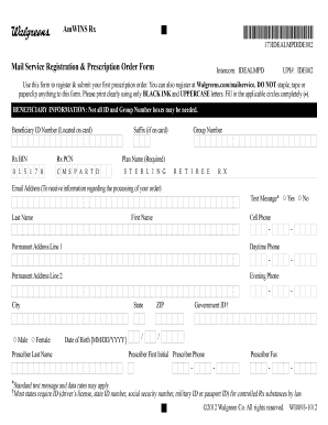 Walgreens Mail Service Registration & Prescription Order Form