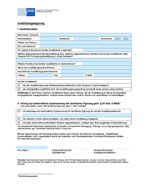 Ausbildungseignung Antragsformular