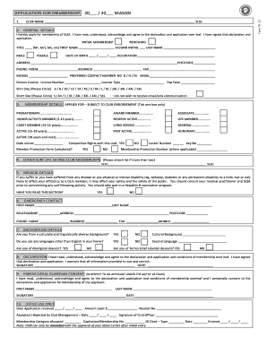 Surf Life Saving Australia Membership Application