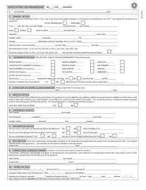 Surf Life Saving Australia Membership Application